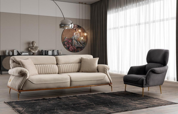 Modern Living room Set Consists of 3-Seater Sofa and Armchair Novelty