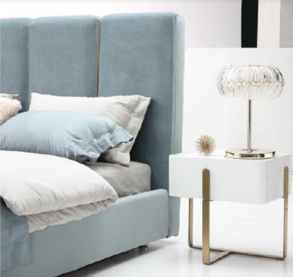 Designer Bed Blue 180x200 Bedroom Beds Textile Hotel Luxury Upholstery Seat