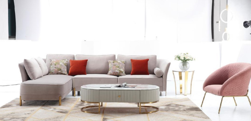 Living room Modern sofa Corner sofa L-shape Coffee table Corner sofa Upholstery 2-piece. Set new