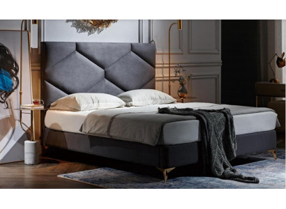 Bedroom Set Bed + 2x Bedside tables 3-piece. Bedside table Furniture luxury hotel velvet