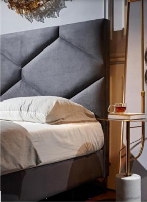 Bedroom Set Bed + 2x Bedside tables 3-piece. Bedside table Furniture luxury hotel velvet