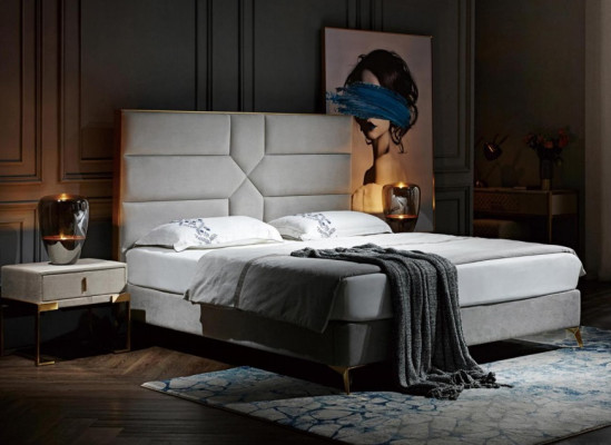 Double bed Bedroom Hotel Ehe Luxus Bed 2x Bedside table 3pcs. new bed set