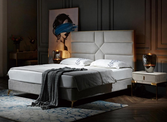 Double bed Bedroom Hotel Ehe Luxus Bed 2x Bedside table 3pcs. new bed set
