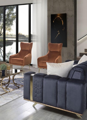 Armchair Single Seater Luxury Upholstery Furniture Living room Brown Armchair Textile Lounge new