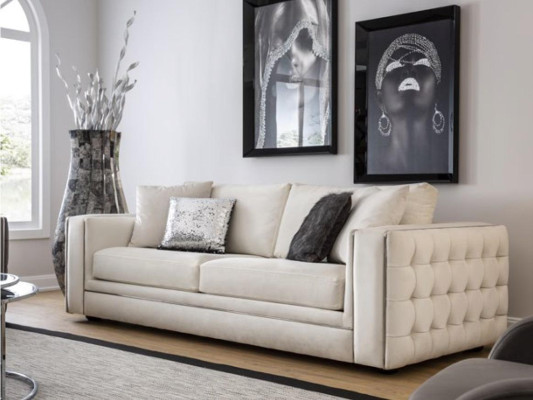 Classic Chesterfield Three Seater Furniture Sofa Luxury Couches Beige 3 Seat Sofas