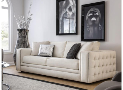 Classic Chesterfield Three Seater Furniture Sofa Luxury Couches Beige 3 Seat Sofas