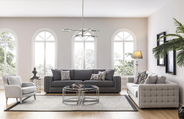 Luxury Living room Sofa 2 Seat Two-seater gray Couch Chesterfield Couches new
