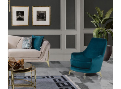Round Armchair Design Living room Upholstery Wood Upholstery Modern Luxury Blue new