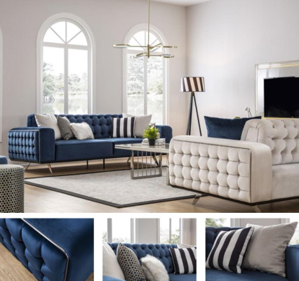 Luxury Living room Sofa 2 Seat Two-seater White Couch Chesterfield Couches new