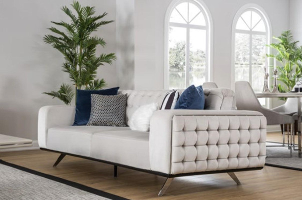 Luxury Living room Sofa 2 Seat Two-seater White Couch Chesterfield Couches new