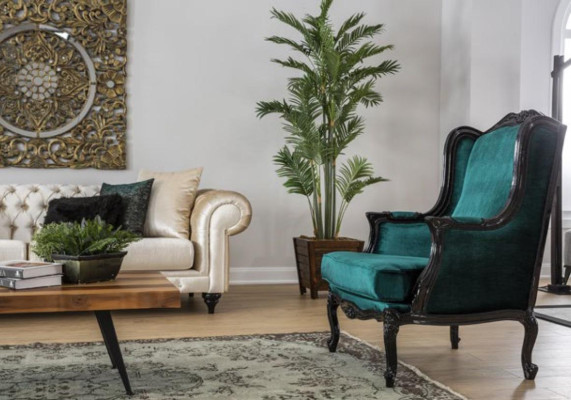 Classic Armchair Luxury Upholstery Textile 1Seater Upholstery Single Seater Modern Green