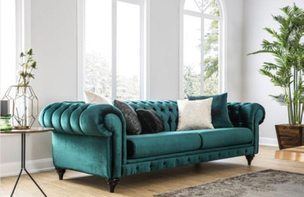 Classic Chesterfield Three Seater Furniture Sofa Luxury Couches Green 3 Seat Sofas