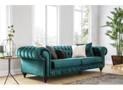 Classic Chesterfield Three Seater Furniture Sofa Luxury Couches Green 3 Seat Sofas