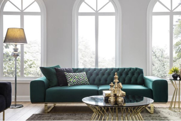 Luxury Living room Sofa 2 Seat Two-seater Green Couch Chesterfield Couches new
