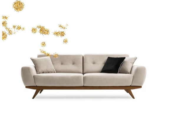 Classic Sofa 2 Seat Design Living room Upholstery Wood Leather Modern Luxury Beige