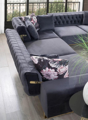 Corner sofa Couch Upholstery Furniture Suite Chesterfield Corner suite Sofa Fabric