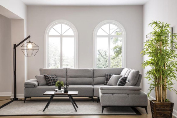 Corner sofa L-shape Sofa Couch Design Couches Upholstery Textile new Corner Suite Gray