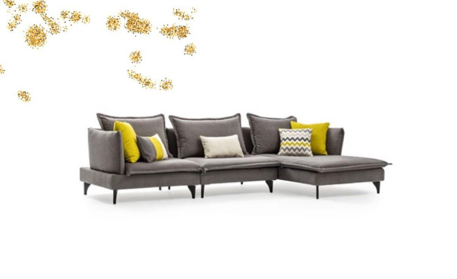 Gray Chesterfield Upholstered Sofa Sofa Corner sofa Suite Upholstery Luxury Corner Sofas