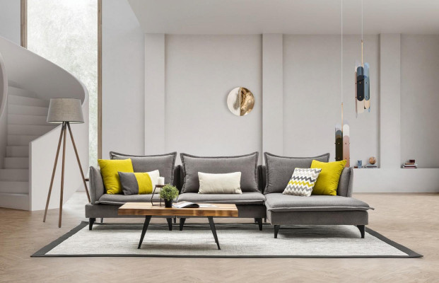 Gray Chesterfield Upholstered Sofa Sofa Corner sofa Suite Upholstery Luxury Corner Sofas