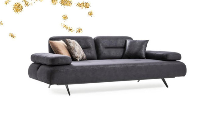 xxl Sofa 4 Seater Couch Living room Upholstery Seat Suite Leather Gray Textile