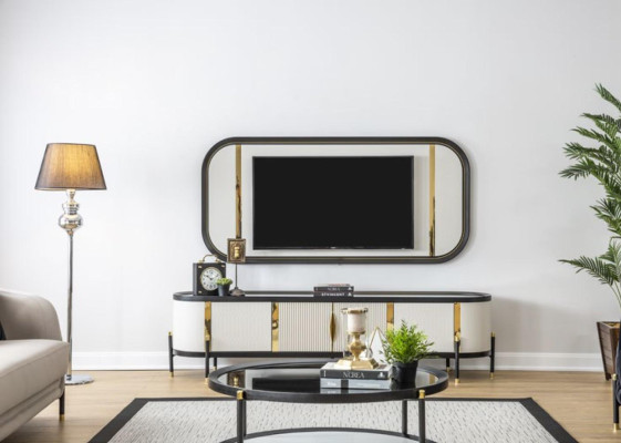 Luxury Set Modern TV cabinet Living room Upholstery Seat Sofa set 3 + 3 Seat Coffee table