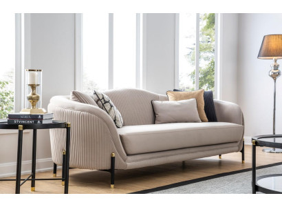 Sofa 3 Seater Upholstered Sofa Beige Textile Seat Design Couch Sofas Fabric Modern new