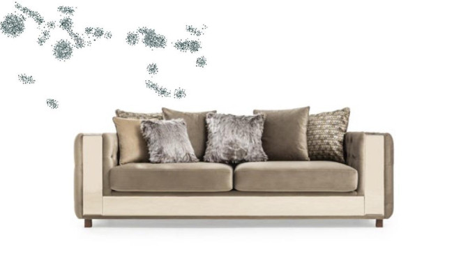 Chesterfield Sofa 4 Seat Living room Modern Design Blue Sofas Textile Couches