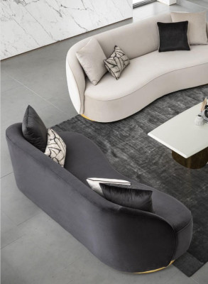 Luxury Couches Furniture Living room Four Seater Black Textile Furniture Round 4er