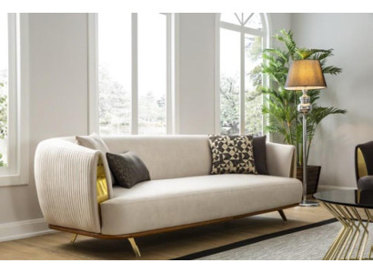 Modern Sofa 2 Seater Upholstered Sofa White Textile Seat Design Couch Sofas Fabric