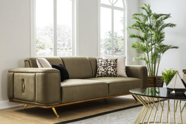 Chesterfield Sofa 4 Seat Living room Four Seater Design Black Textile Couches