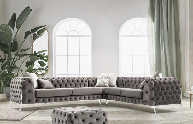 Gray Chesterfield Upholstered Sofa Sofa Corner sofa Suite Upholstery Luxury Corner Sofas new