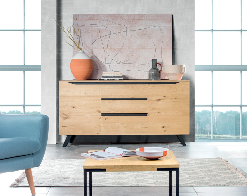 Chest of drawers Sideboard Highboard Wardrobe Sideboard 2 doors 3 drawers Shelf Hotel