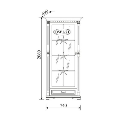 Classic Display Case Display Cabinet Glass Cabinet Wardrobe Colonial OW 1-2