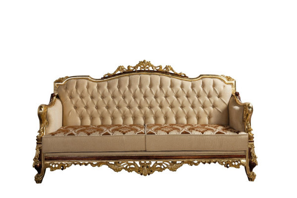 Chesterfield Couch Baroque Three Seater Furniture Sofa Couches Fabric Gold