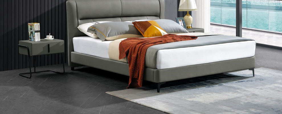 Double bed Leather Bed Beds Designer Bed Imitation leather Upholstery Bedroom new