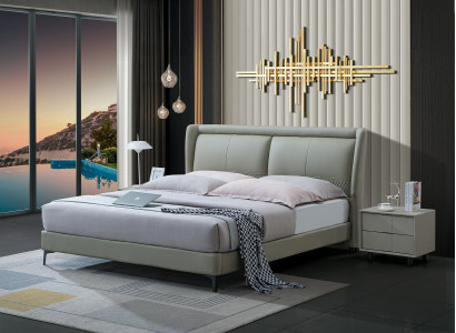 Double bed Bedroom Beds Luxury Furniture Double Bed Beige Hotel Furnishings