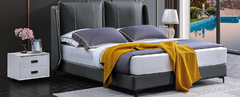 Double bed Bedroom Beds Luxury Double Bed Beige Hotel Furnishings Furniture