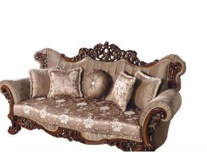 Baroque Three Seater Chesterfield Couch Furniture Sofa Couches Fabric Brown
