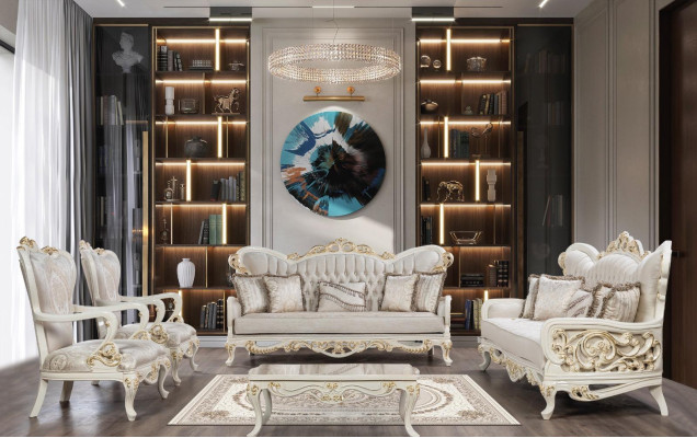 Luxury Throne Chair Armchair Baroque Rococo Furniture Furnishings Living room