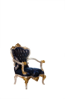 Luxury Armchair Classic r Throne Chair Baroque Velvet Blue Gold