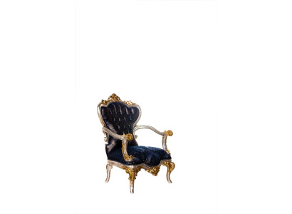 Luxury Armchair Classic r Throne Chair Baroque Velvet Blue Gold