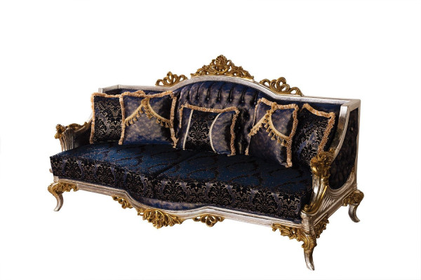 Velvet Baroque Three Seater Couch Golden Frame Sofa Couches Furniture new