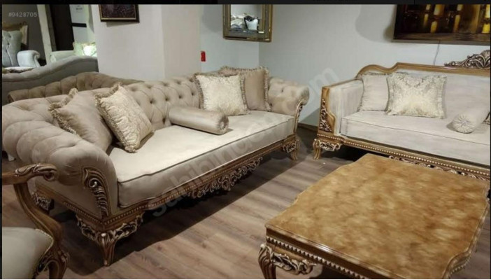for Living room Art Deco Coffee table from Wood light Color carved legs new