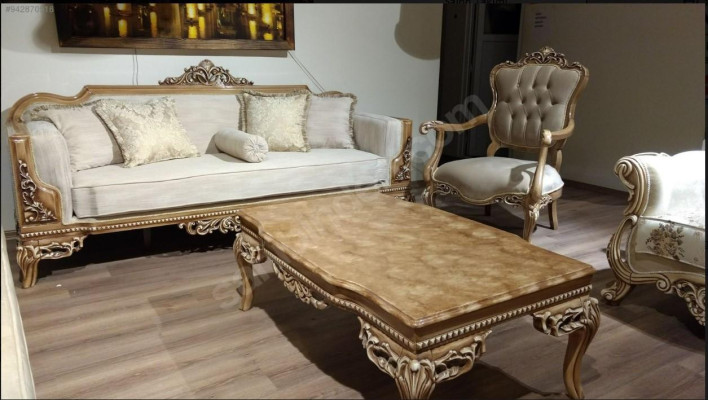 for Living room Art Deco Coffee table from Wood light Color carved legs new