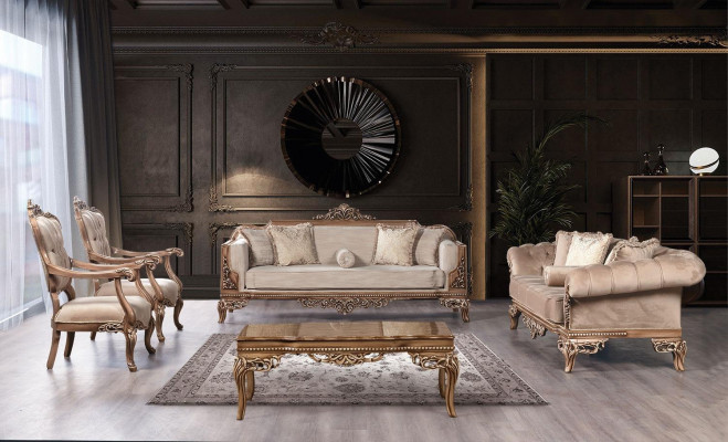 for Living room Art Deco Coffee table from Wood light Color carved legs new
