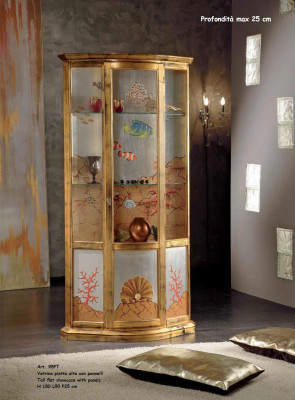 Classic Display case Glass Wood Wardrobe Display case Luxury Furniture Gold Sideboard Italy