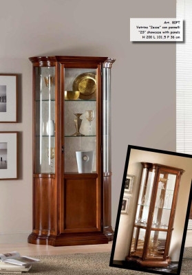 Display case Glass Cabinet Brown Luxury Italian Furniture Showcases Cabinets Living room