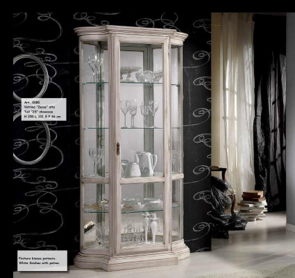 Display case Glass Cabinet White Luxury Italian Furniture Showcases Cabinets Living room