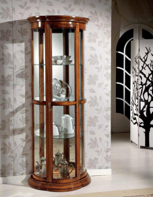 Classic Showcases Glass Wardrobe Display case Wood Living room Luxury Brown Sideboard