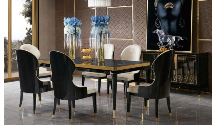 Complete e Dining room Suite Table 6x Armchair Chairs Luxury Dining set